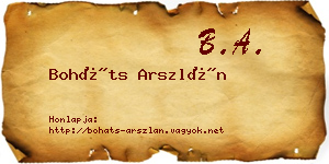 Boháts Arszlán névjegykártya